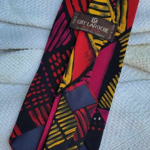 Guy‎ LaRoche Vintage Abtract Silk Tie - Picture 5 of 6